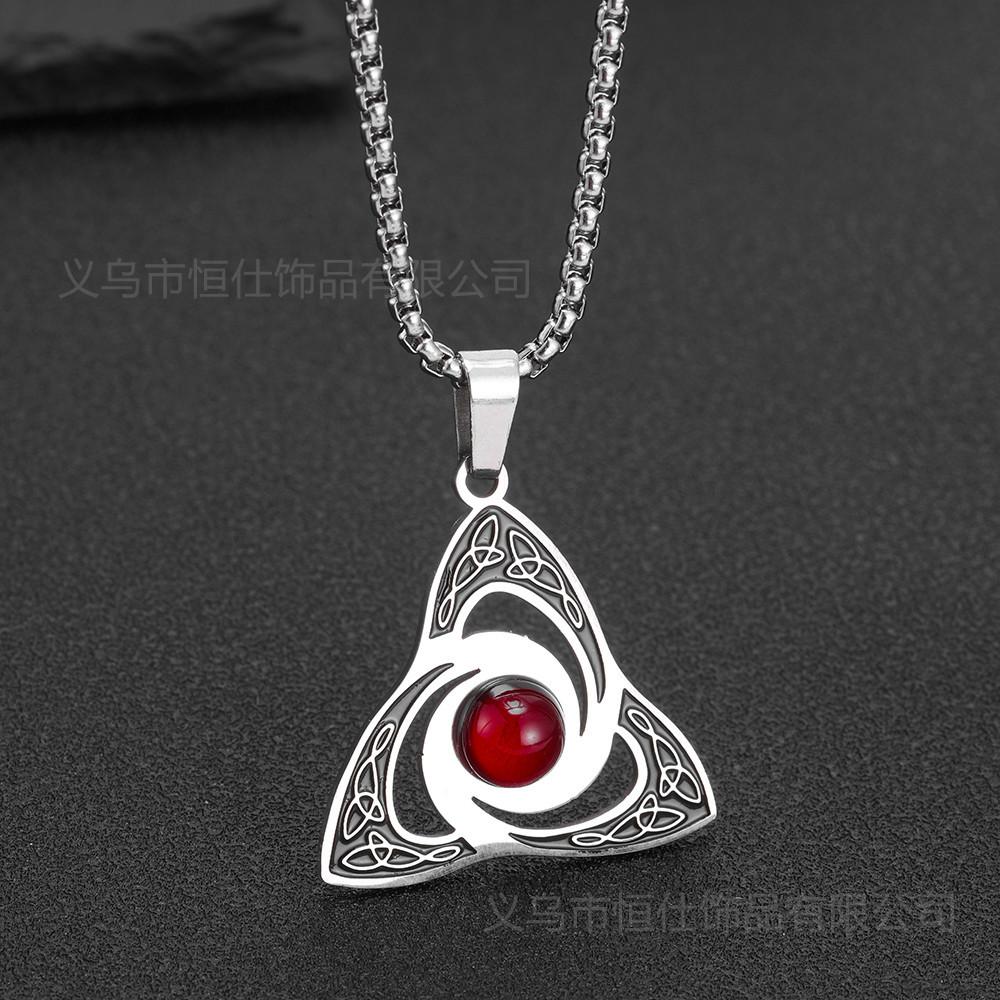 Viking Trinity Knot Titanium Steel Necklace Minimalist Couple Jewelry for Men Women