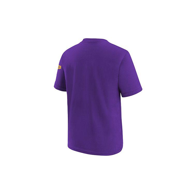 Nike X NBA Los Angeles Lakers Letter Logo Casual Breathable Short Sleeve T-Shirt Kids Tops Purple 3Z2B7NBBM-LAK