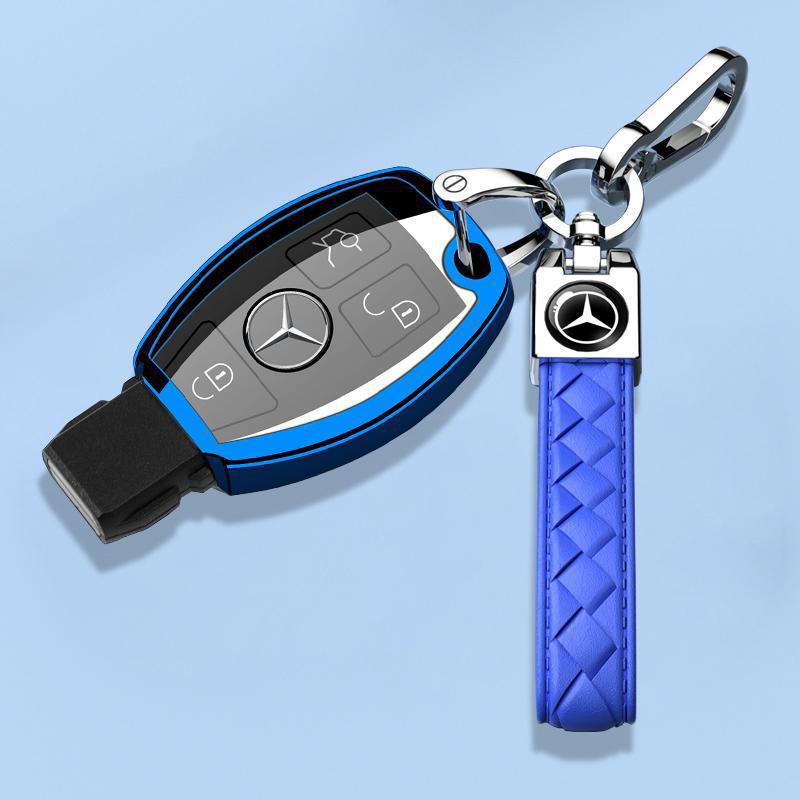 Mercedes-Benz GLA230 Key Case (2015-2019) Full Coverage Blue Protective Shell with Chain