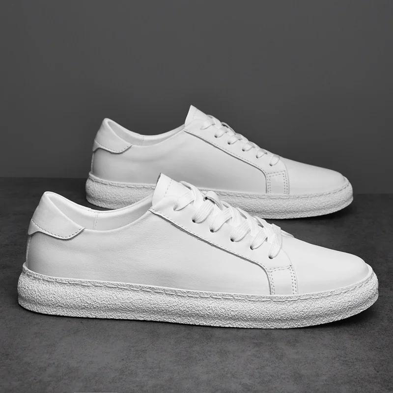 Men's genuine leather vulcanized shoes  luxury brand new designer sneakers fashion Tenis Masculino shoes casual sport shoes