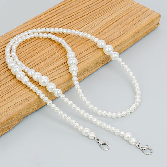 Purse Chain Strap Faux Pearl Bag Chain Strap Replacement with Metal Buckles Shoulder Cross Body Bag Chain for Ladies Tote Handbag