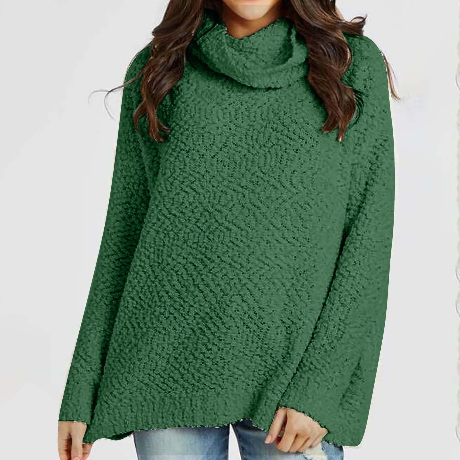 

Женский зимний однотонный модный топ с длинным рукавом и воротником-шарфом, повседневный теплый XXXXXL зелёный