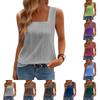 Women's Casual Fashion Square Neck Pleated Knit Sleeveless Vest Top