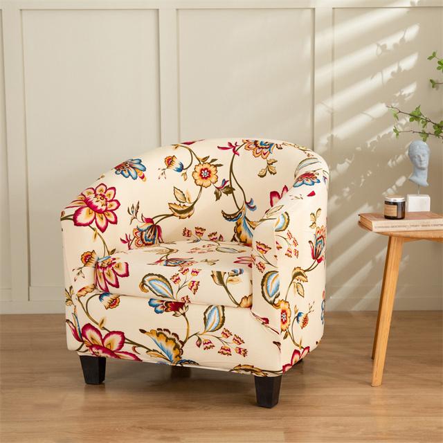 Floral Prints Single Armchair Cover Relax Spandex Single Seater Tub Club Couch Slipcover For Living Room Sofa Protector Covers