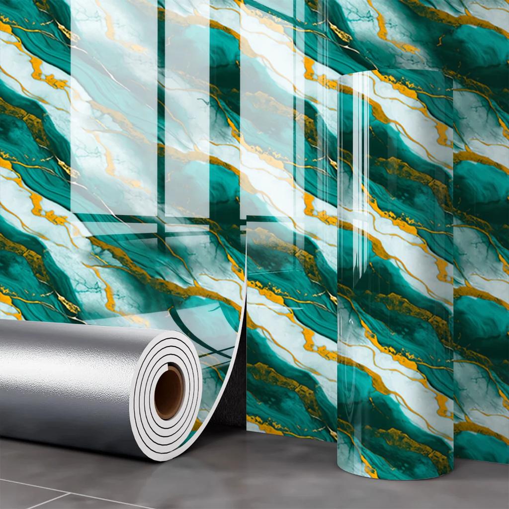 Waterproof Oil Proof Marble Pattern Faux Tile Wall Sticker Self Adhesive Thick TV Background Wall Decor Living Room Wallpaper