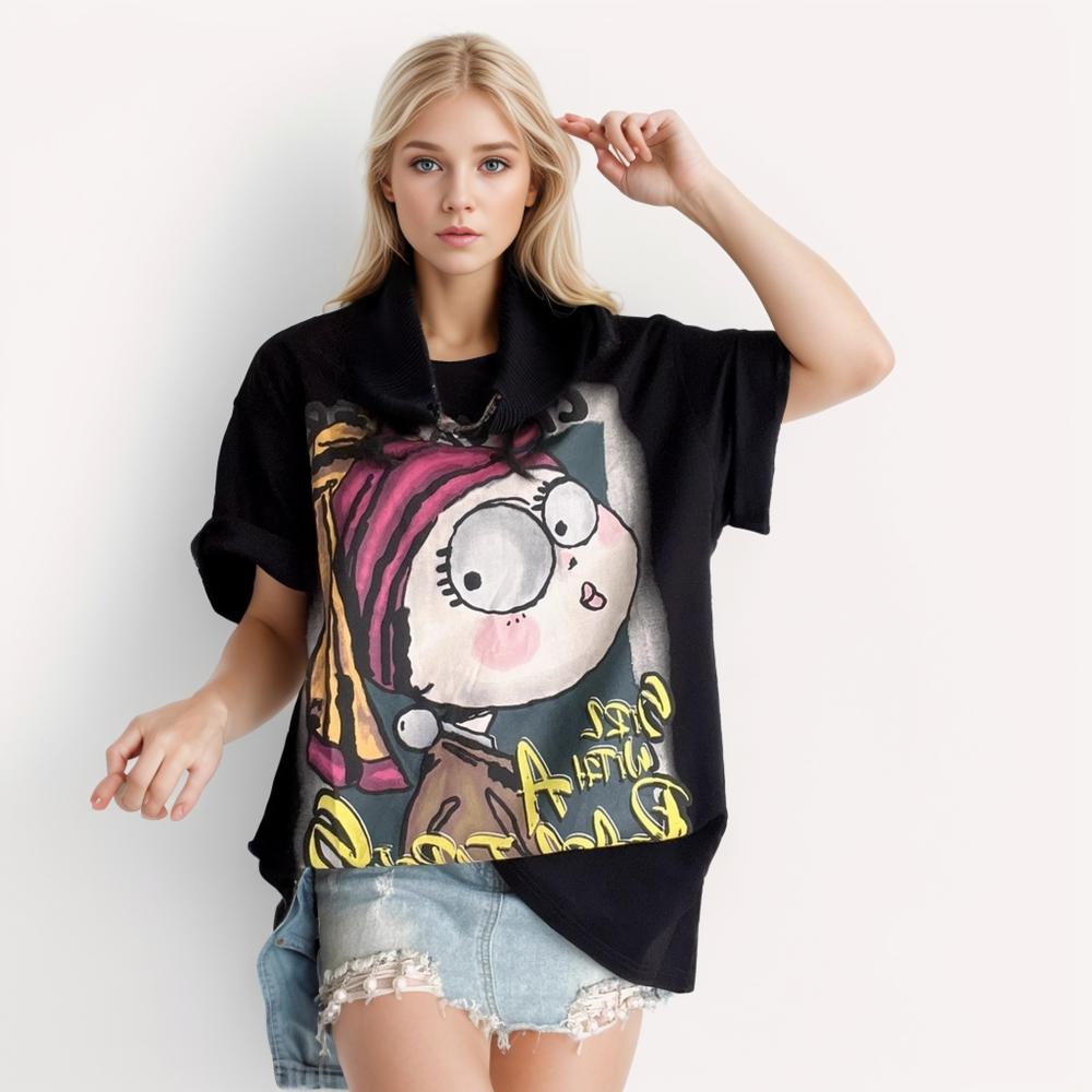 

DIMANAF 2024, новая летняя женская футболка, базовая хлопковая футболка с буквенным принтом, свободные повседневные топы с короткими рукавами и круглым вырезом, новая большая футболка