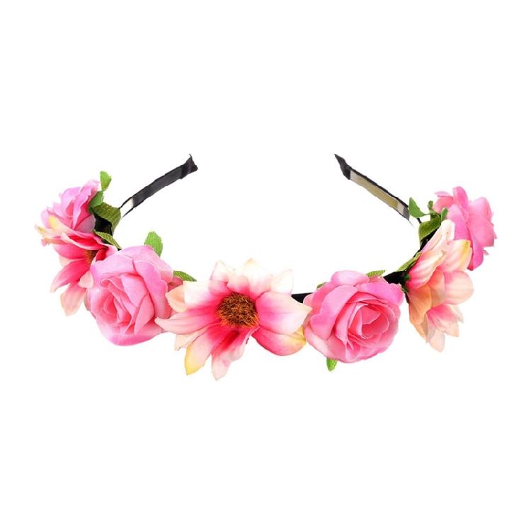 Stylish Fabric Flower Hairhoop with Leaves Birthday Party Gathering Headband Garland Hairband for Various Event