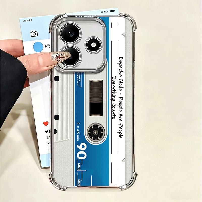 Vintage 90S Cassette Tape Pattern Plating Phone Case For Xiaomi Poco X5 X6 X7 X8 Pro Max F8 Ultra F7 M8 M7 M5S Redmi 15C 15 14C