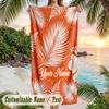 Tropical Leaves Elegance Theme Quick Dry Beach Towel Custom Name Text Print Large Sand Resistant Towel Beach Vacation