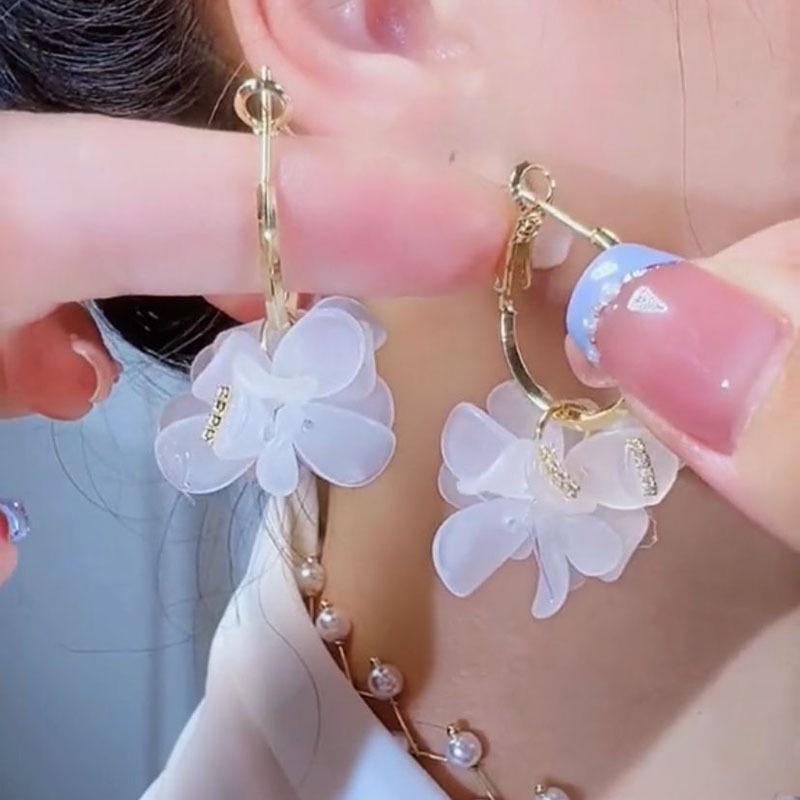 Charming Fairy Flower Hoop Earrings - Luxurious and Fresh Petal Design
