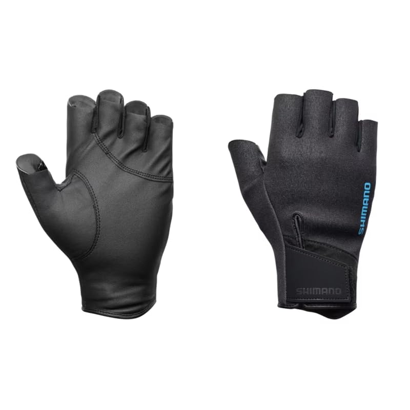 Shimano 03 Titanium-Alpha Gloves, 5-Finger Cut, GL-056Y, Black, Size 2XL