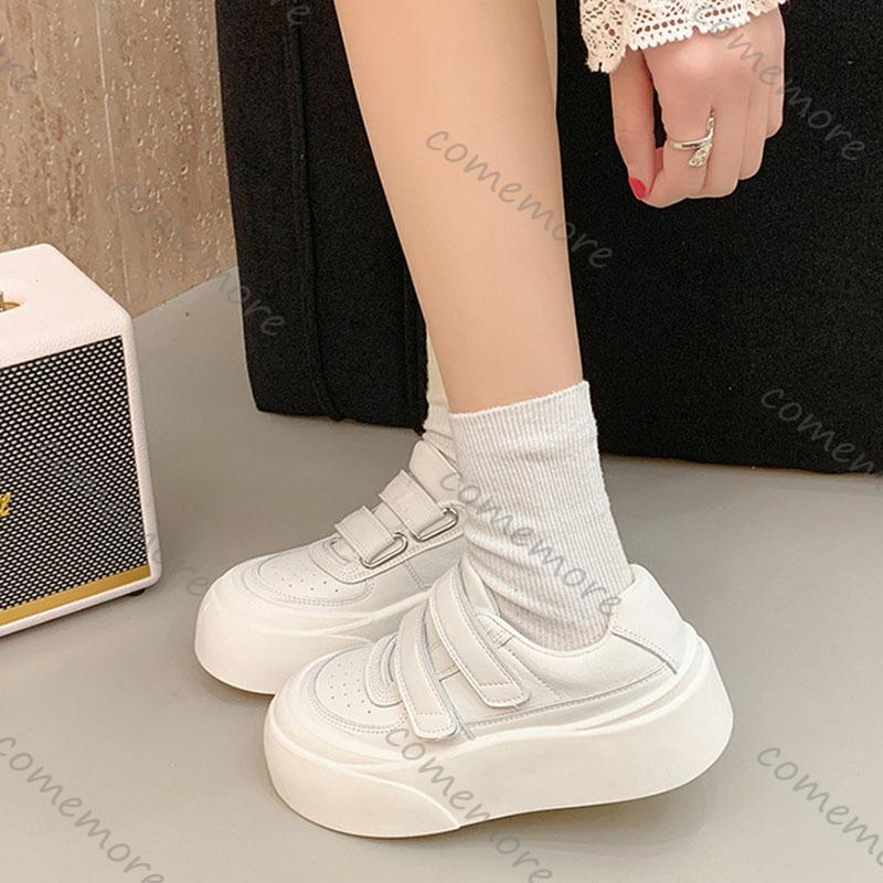 Fashion Comemore Women's Fashionable Round-Toe Thick-Sole White Sneakers Spring Autumn Height-Increasing Platform Board Shoes for Women