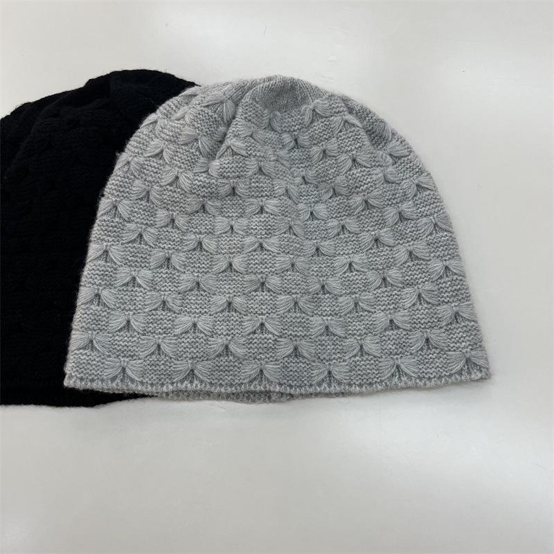 Elegant literary and artistic autumn and winter new cashmere hat hollow knitted wool hat warm bag head ear protection hat tide confinement hat