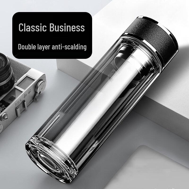 ZISIZ Double-Layer Glass Tea Infuser Mug