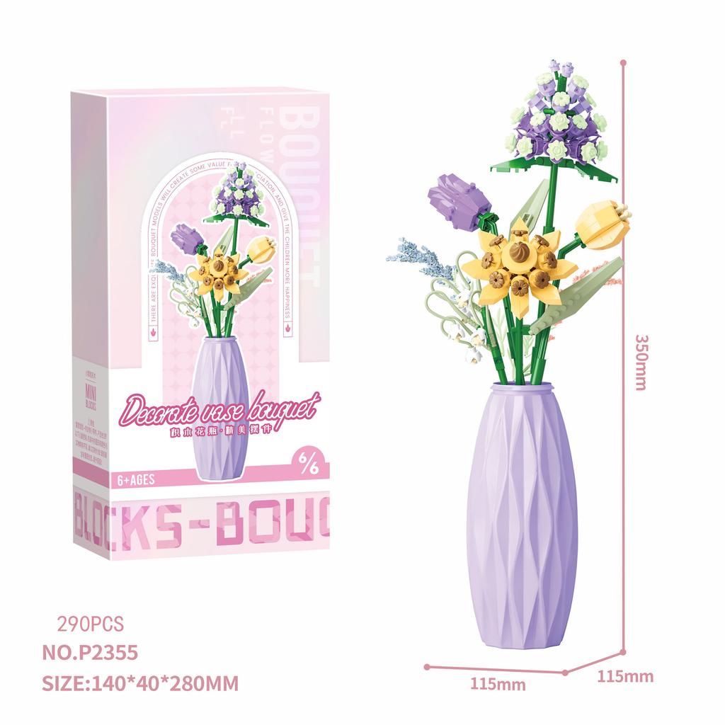 Idea Home Furnishing Building Brick Rose Sunflower Daisy Violet Construction Mini Block Flower Toy With Vase For Girl Gifts