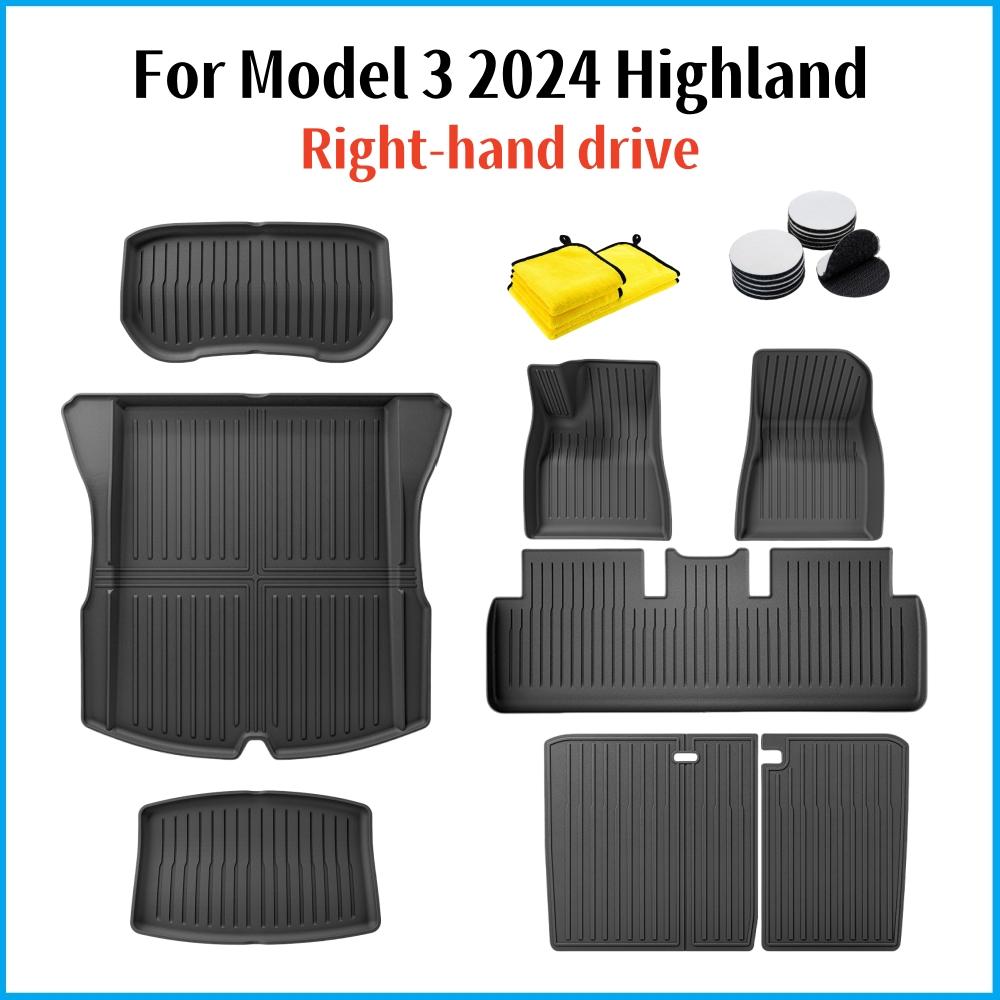 New TPE Floor Mat For Tesla Model 3 Highland 2025 Floor Carpet Protective Pad Waterproof TPE Front Rear Trunk Mat Floor Liners