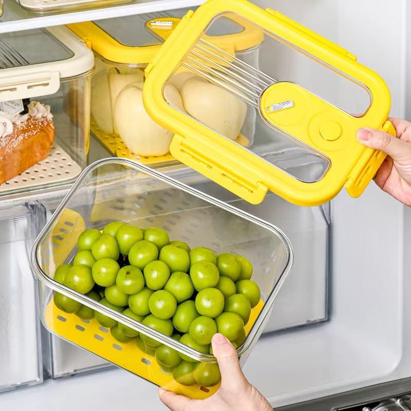 Airtight Transparent Food-Grade PET Refrigerator Organizer - Large Capacity