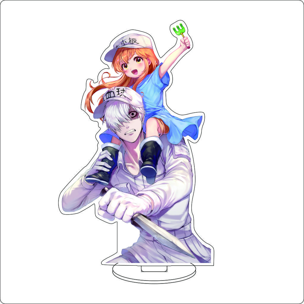 16CM Anime Cells At Work Cosplay Acrylic Stand Ornaments Macrophages Platelet Red Blood Cell Leukocyte Figure Stand Gifts