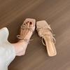 Bow-tie Sweet Slippers Female Outer Wear Summer New Gentle Fairy Style Temperament with Skirt Thick Heel Beautiful Sandals