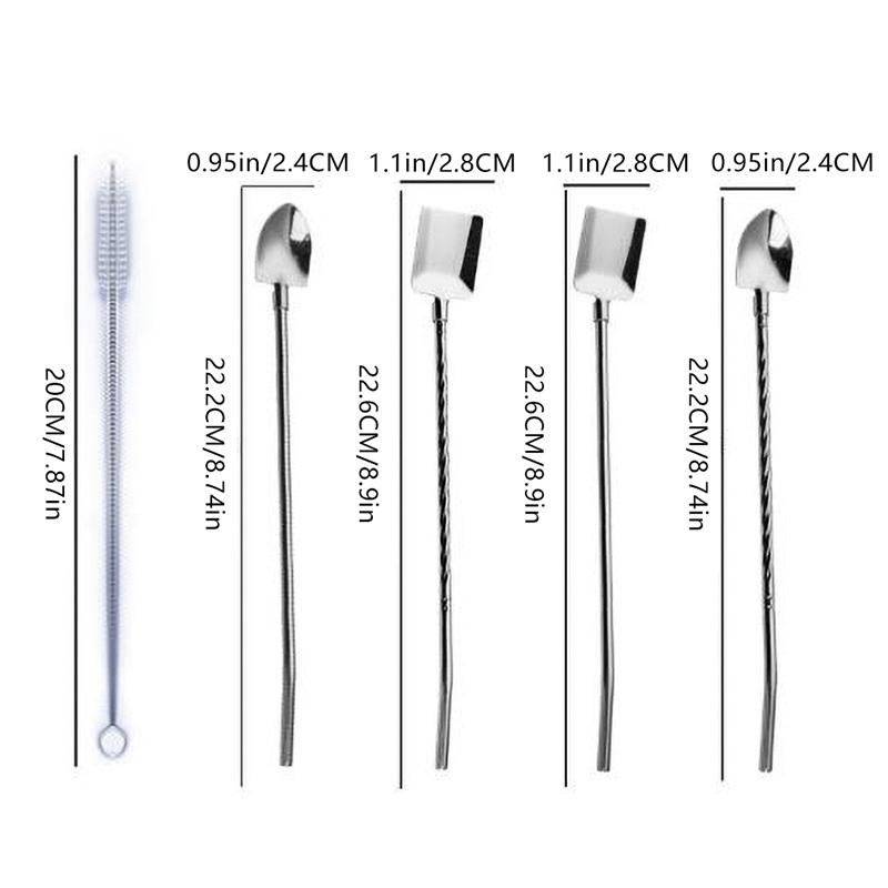 304 Stainless Steel Straw Spoon, Creative Watermelon Scraper Spoon, Spiced Straw Spoon For Beverages And Coffee Stirring Spoon