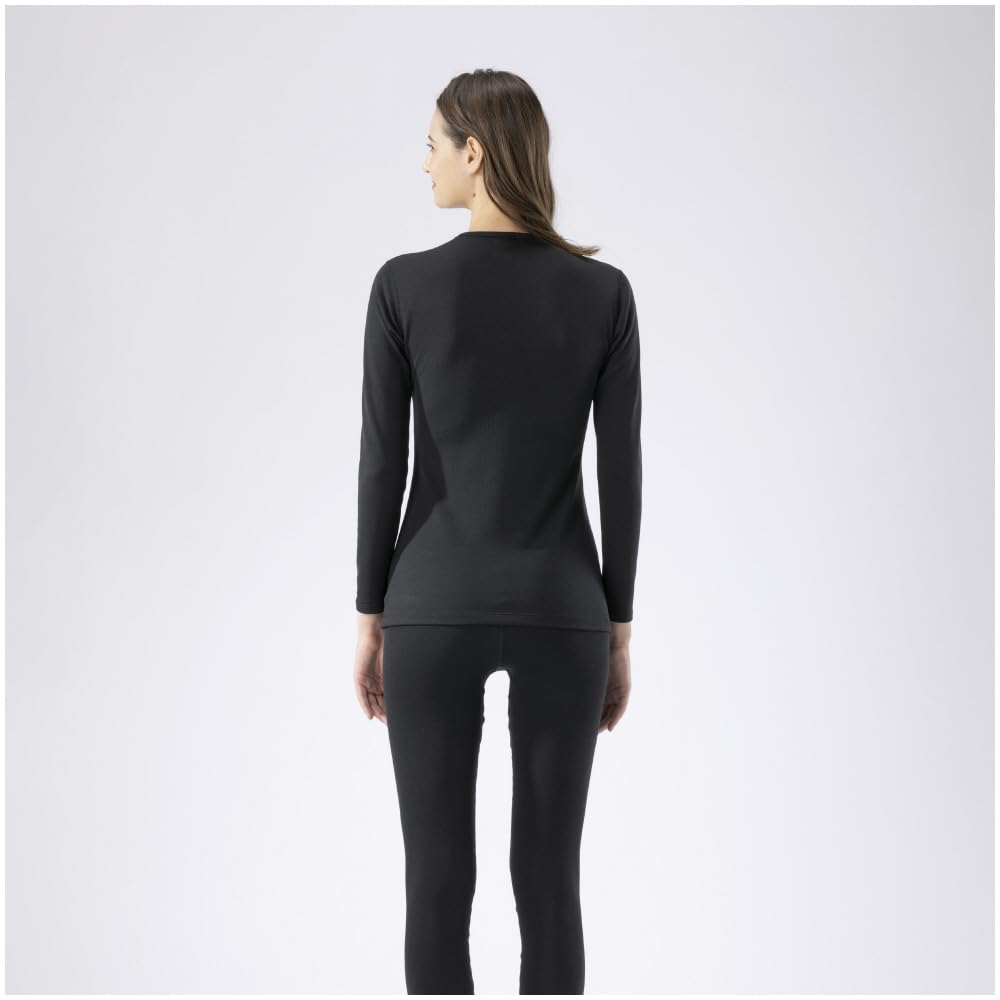 Mizuno Breath Thermo Medium Thickness for Crew Neck Long Sleeve Size M Underwear, Heat-Generating Innerwear, Active, Shirt, Women's, Black,