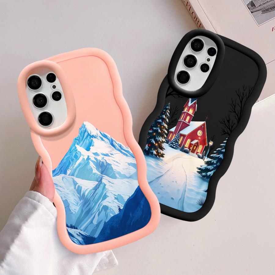 Case for Samsung Galaxy S21 S23 Plus S20 FE A25 S25 S24 A26 S22 Ultra Soft Phone Cover A55 A24 A35 A36 A34 A54 Winter Snow Merry