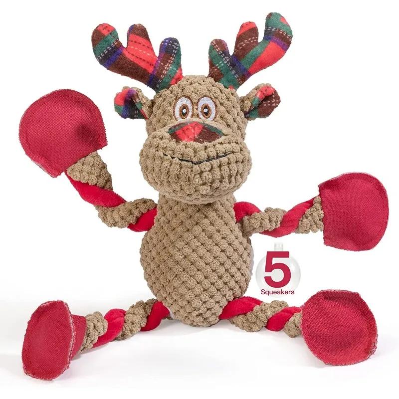 

2024 Новая рождественская игрушка для собак в виде оленя, плюшевая пищащая игрушка для собак
