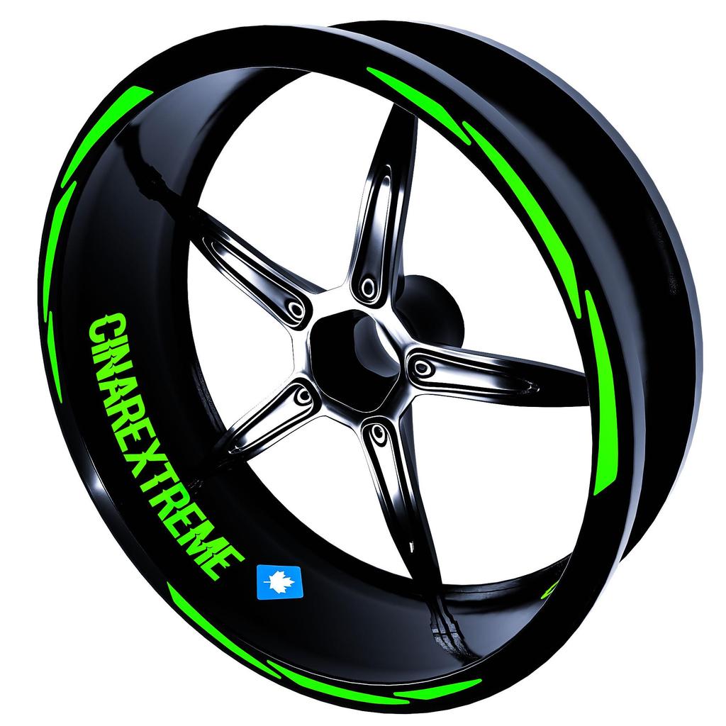 3 Piece Design Fluorescent Green Rim Tape Wheel Stripes Decals Sticker