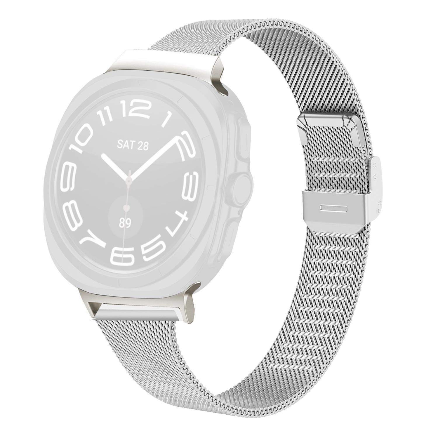 

For Samsung Galaxy Watch Ultra 47mm Milanese Band Silver Stainless Steel Mesh Watch Strap As shown A