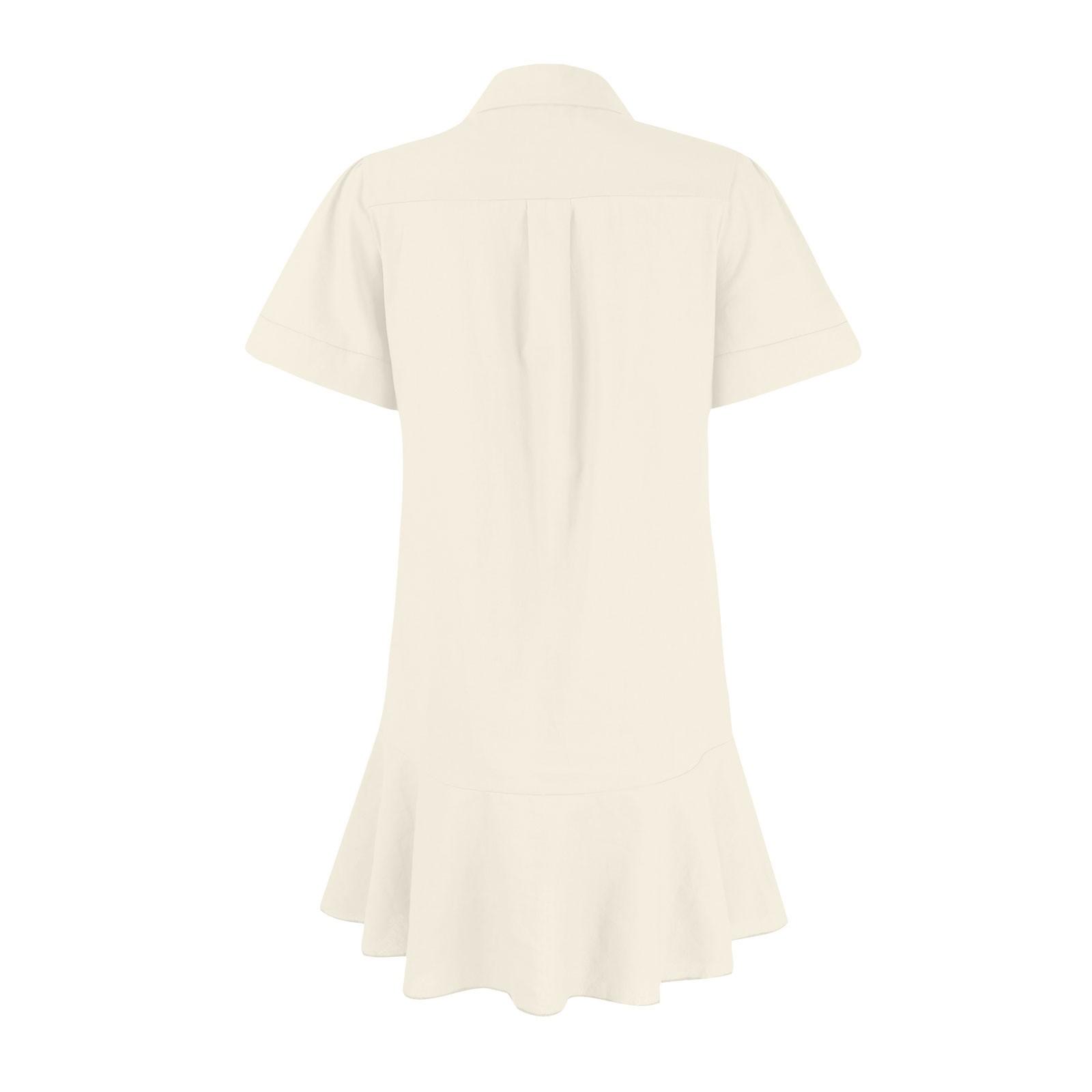 Женская модная повседневная полуоткрытая рубашка с рюшами и подолом — фото 4