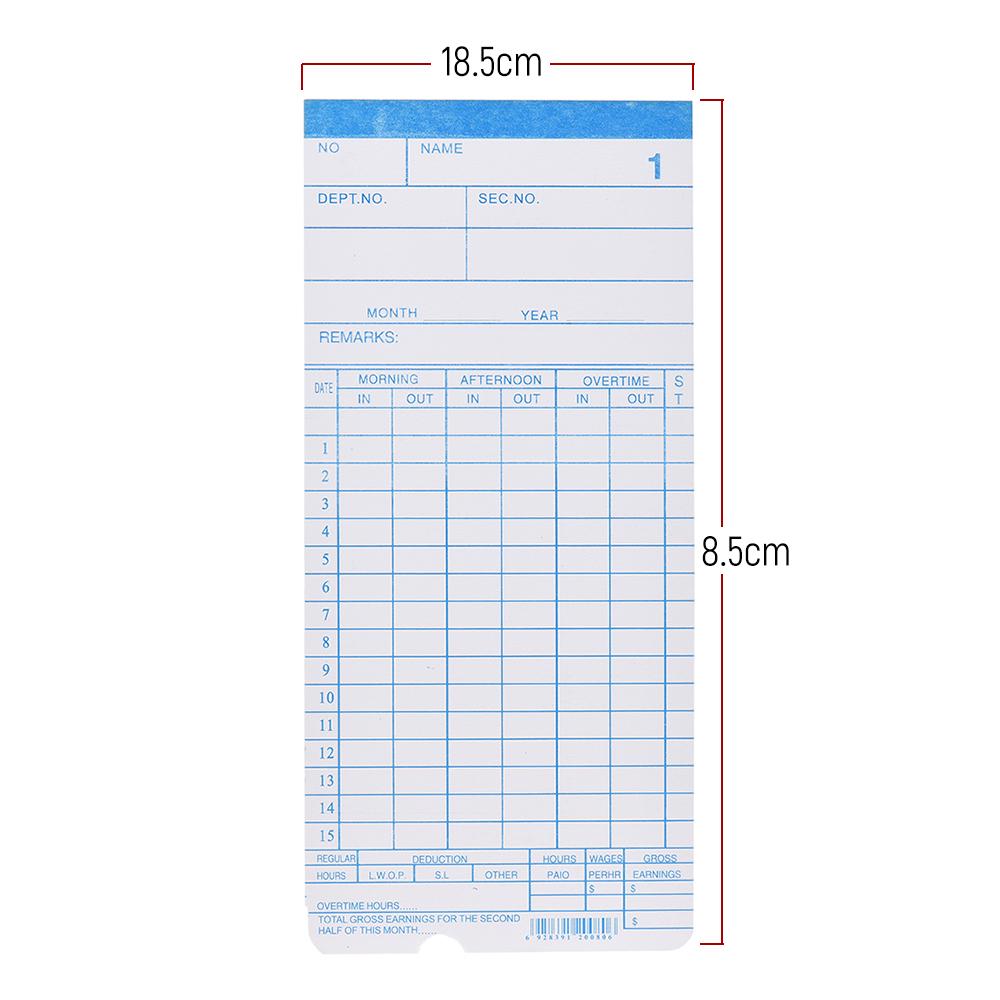90 adet/paket Zaman Kartları Aylık 2 Taraflı 18*8.4 cm Seyirci Zaman Saati Kaydedici