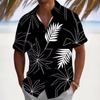 Thin Comfort Short Sleeve Shirts For Men, Relax Fit All Over Tropical & Marine Motif Lapel Tops