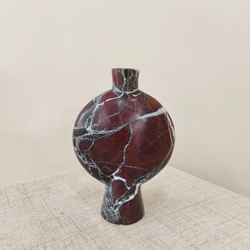 SAIDKOCC Wabi-sabi Style Travertine Marble Candle Holder Advanced Customize Living Room Decoration Vase Ornament Creativity (as the picture,13*18CM)