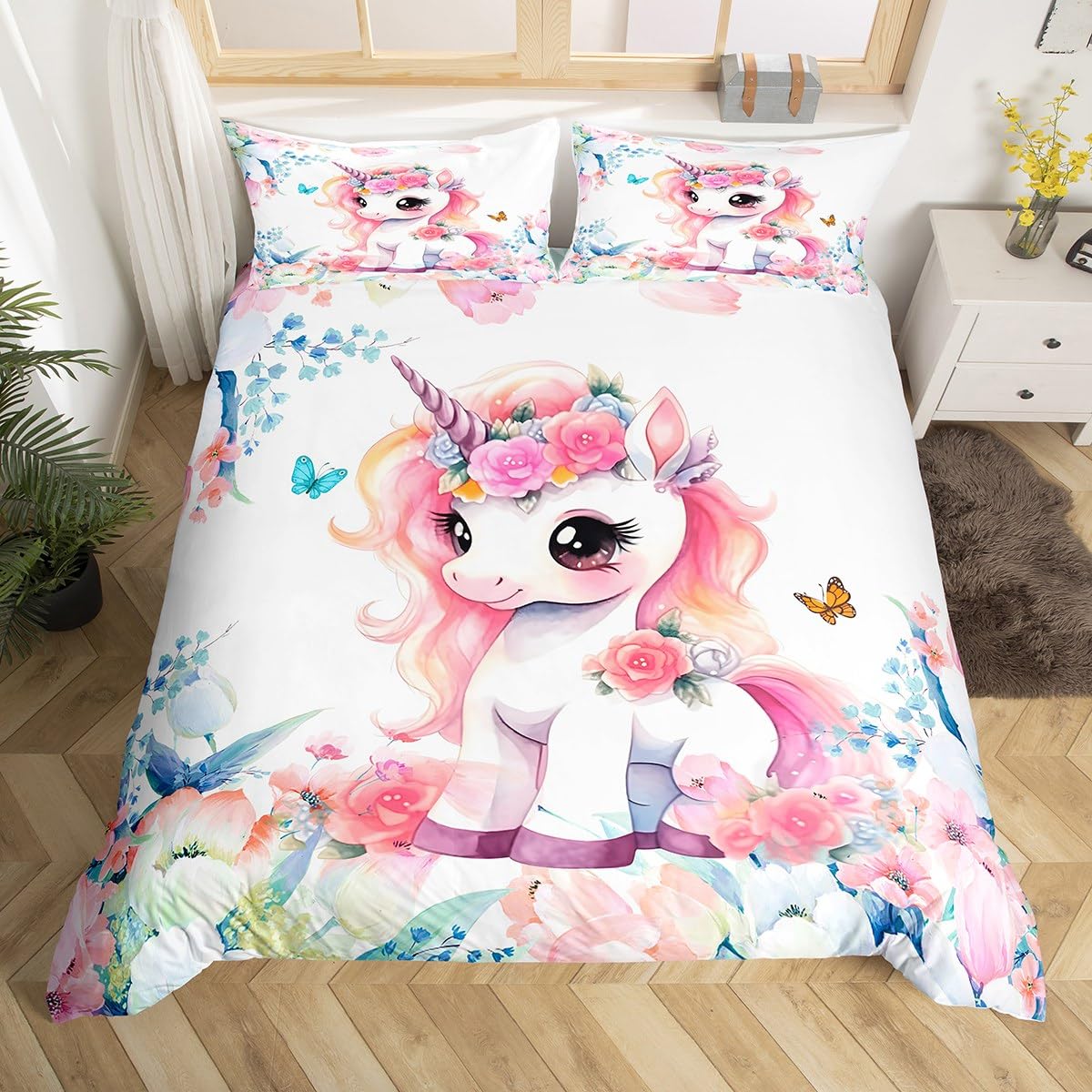 

Comforter Unicorn Rainbow For Kids Boys Girls Cute Rainbow Comforter Set Queen Size Lively Kids Rainbows Comforter (quilt)-EU Single(135*200cm)3pcs