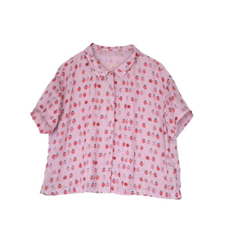 Strawberry Pink Retro Linen Cardigan: Versatile Summer Sun Protection Top