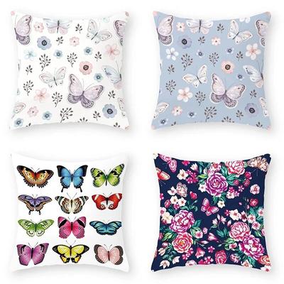 Floral Butterfly Pattern Decorative Pillowcase Wedding Party Couples Home Decor Living Room Sofa Chair Office Bed Cushion Cover