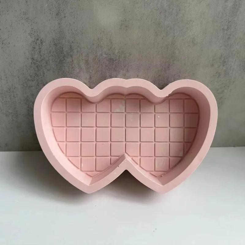 Vassoio Contenitore Gioielli a Forma di Cuore Stampi in Gesso Scatola Contenitore a Griglia Amore Stampo in Silicone San Valentino Stampo per Dolci da Cucina Cioccolato