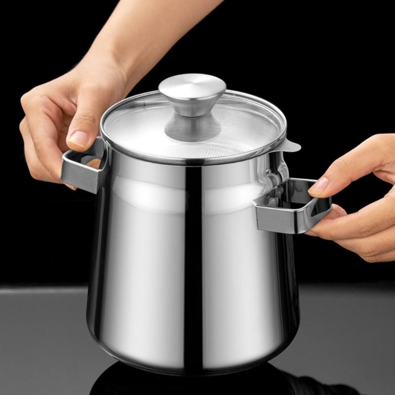Effective Stainless Steel Oil Saver With Removable Strainer Suitable For Storing And Filtering Bacon Grease