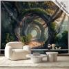 2D Fantasy Wald Wandteppich Mystischer Baum Bogen Kopfsteinpflasterweg Wandbehang