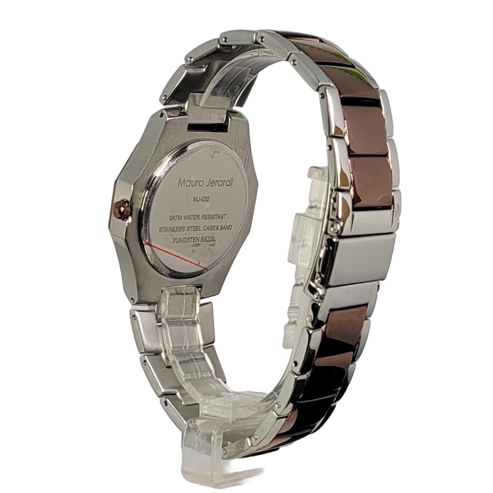 Mauro Geraldi Solaruhr mit natürlichem Wolfram und Edelstahl MJ032 Herren Diamanten, Lünette, Armband, (MJ032-3)
