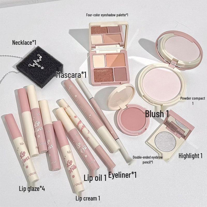 Art Value Time Whisper Makeup Set: Lip Gloss, Blush, Eyeshadow, Powder, Necklace