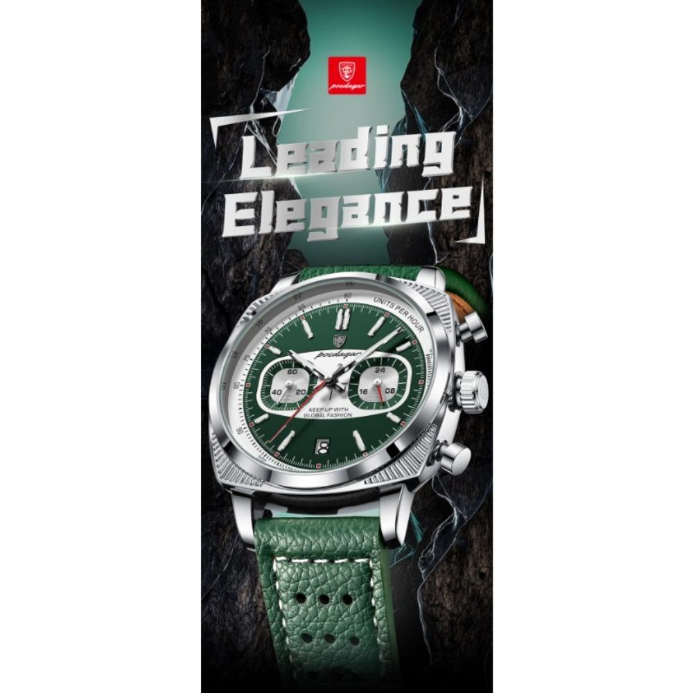 POEDAGAR Original Fashion Men Clock Luminous Waterproof Chronograph Date Watch for Man Luxury Leather Quartz Watches Reloj