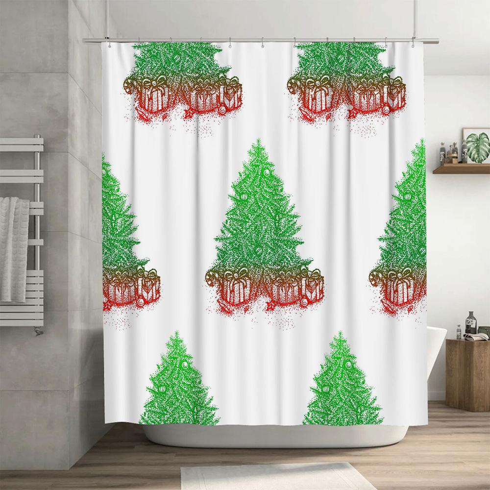 Christmas Tree Shower Curtain Waterproof Polyester Fabric Winter Holiday Decorations Home Bathroom Accessories