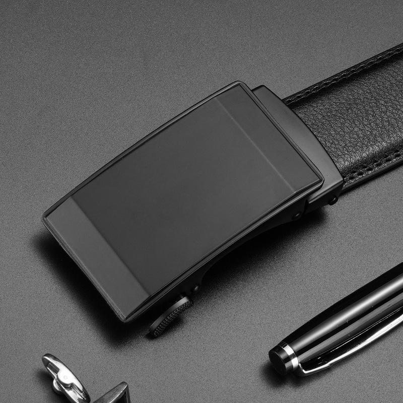 New Men's Belt Business Men's Belt with Automatic Buckle Genuine Leather Belt