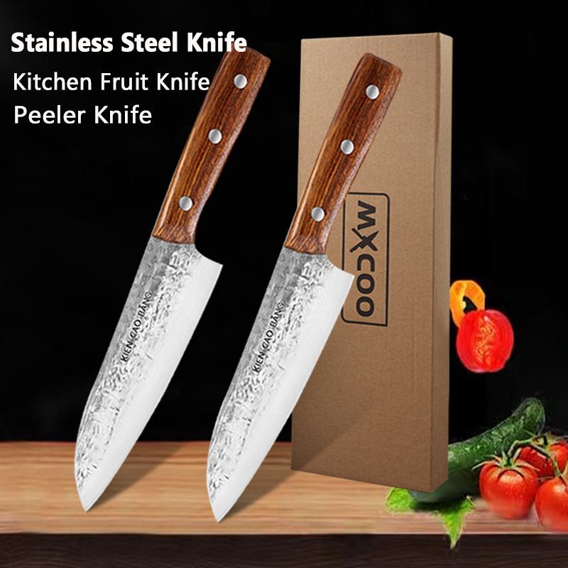 Stainless Steel Japanese Kitchen Knife Fruit Peeler Knife Hand-forged Butcher Knife Wooden Handle Cooking Knife and Accessories