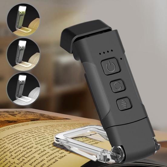 LED Book Light Reading Lamp 3 Color Temperatures Dimmable Eye-Friendly Flicker-Free Super Bright USB Rechargeable Clip-on Lamp