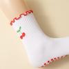 Cartoon Yoga Socks, Women's Embroidered Mid-calf Socks, Cherry Professional Anti-slip Fitness Pilates Sports Floor