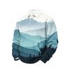 Men's Retro Corduroy Long Sleeve Printed Button-Front Top with Collar and Pocket Casual Shirt