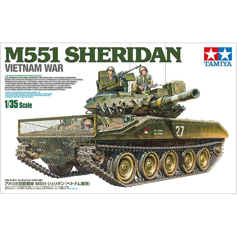 Tamiya 1/35 Military Miniature Series No.365 American Airborne Tank M551 Sheridan (Vietnam War) P...