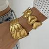 Vintage Stainless Steel Wide Cuff Bangle for Women Gold Color Starfish Flower Heart Open Chunky Exaggerated Bracelet Jewelry